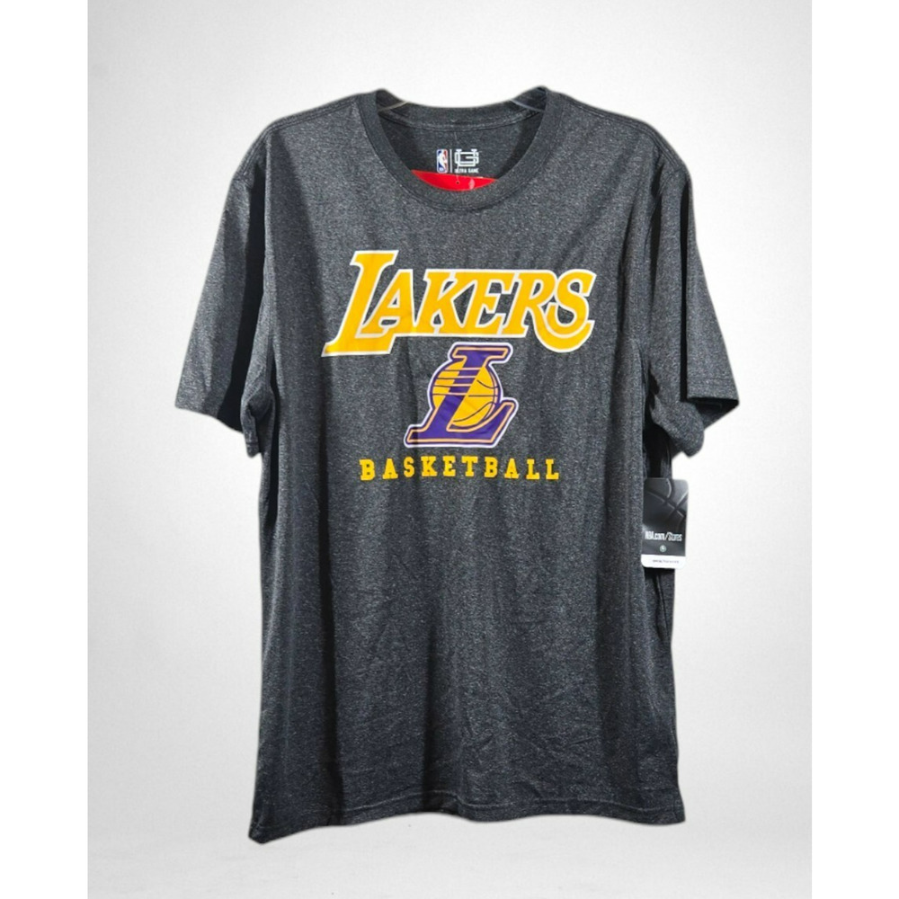 LA Lakers Large Basketball T-Shirt Short Sleeve Gray Crew Neck NWT